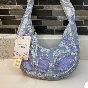 Viral Purple Beaded Shoulder Bag